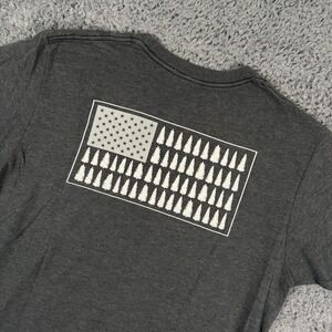 Columbia Shirt Mens Large Gray‎ Pine Flag America Crew Neck Short Sleeve
